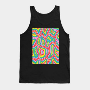 Abstract Retro Liquid Marble Swirl, Red Pink Blue Green Yellow Tank Top